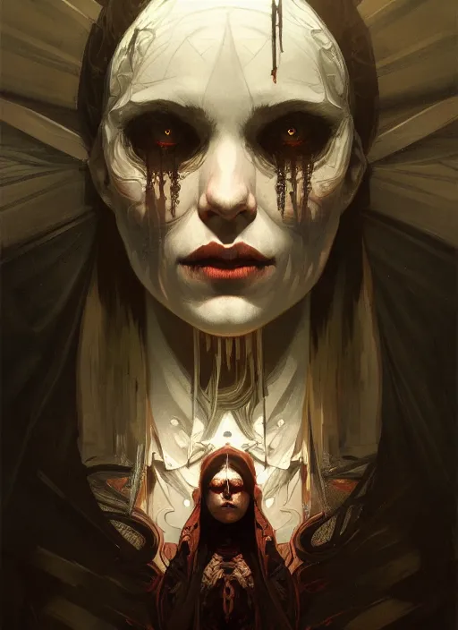 Prompt: symmetry!! portrait of a necromancer, horror, dark moody lights!! intricate, scary, highly detailed, digital painting, artstation, concept art, smooth, sharp focus, illustration, art by greg rutkowski and alphonse mucha