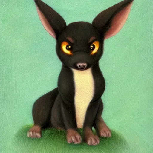 Prompt: umbreon pup in the style of a naturalist painting is the cutest thing i have ever seen, oh my god