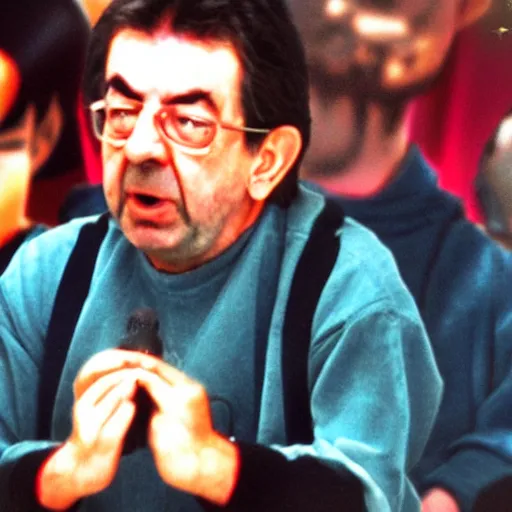 Prompt: A still of Jean-Luc Mélenchon in Dragon Ball Z