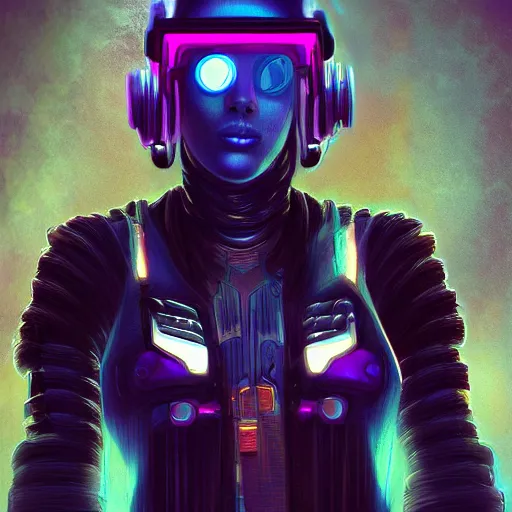 Prompt: a cyberpunk woman, there is a TV covering her head that she wears as a helmet, digital art, trending on artstation