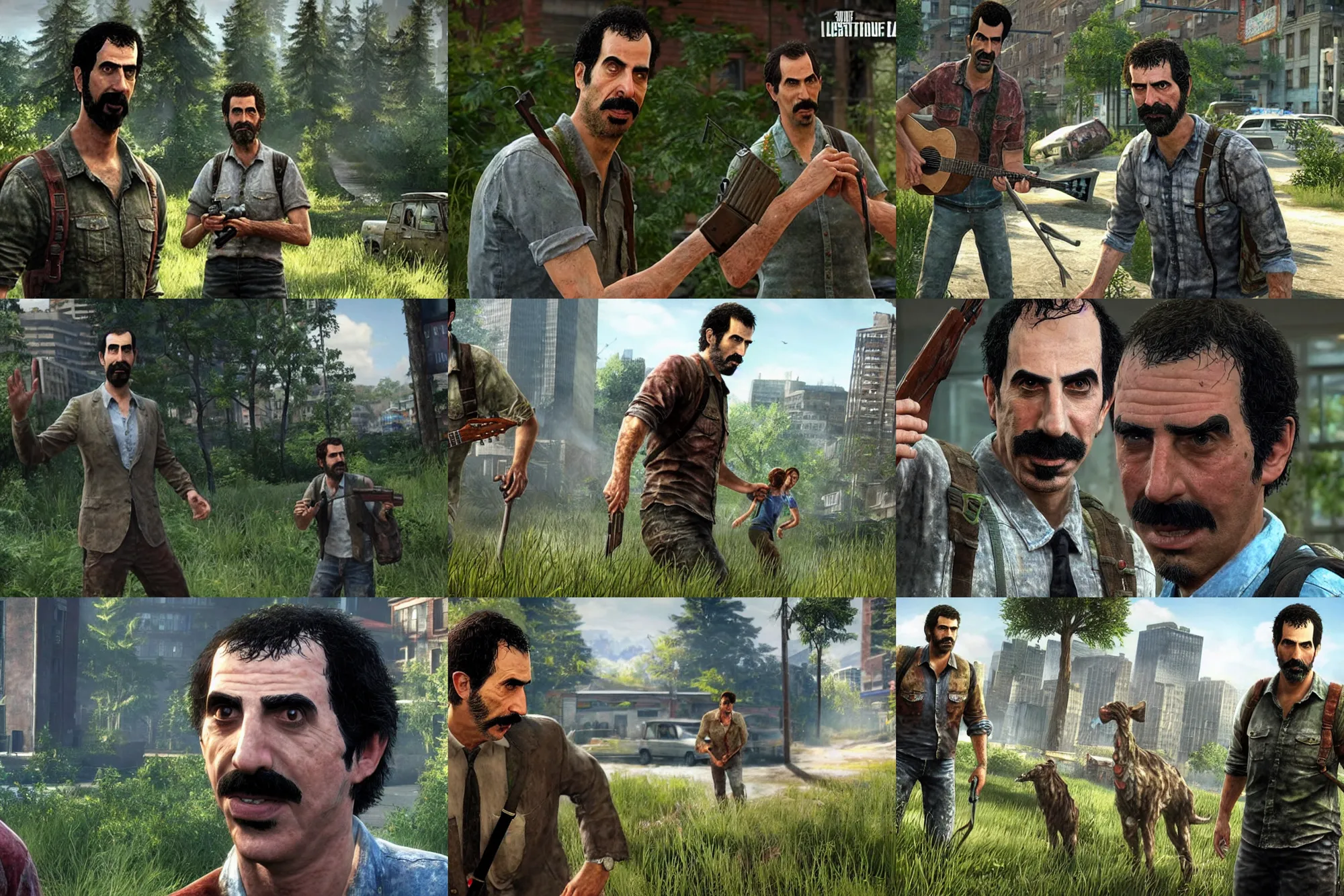 Prompt: a screenshot of borat in the video game the last of us. 3 d rendering. unreal engine. amazing likeness. very detailed. cartoon caricature.
