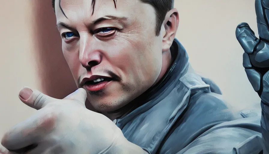 Prompt: elon musk hand painted figurine, close up, hyperdetailed, artstation, cgsociety, 8 k
