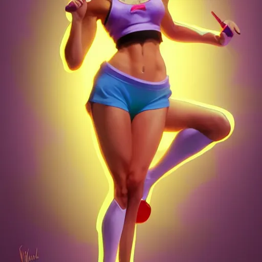 Prompt: Willem Dafoe Cosplaying Lola Bunny, Lola Bunny Fanart, modeling, posing, two piece workout clothes, training bra, photorealistic lighting, vibrant colors, gta 5 skin tone, Tooth Wu Artgerm Greg Rutkowski Alphonse Mucha Beeple artstation deviantart