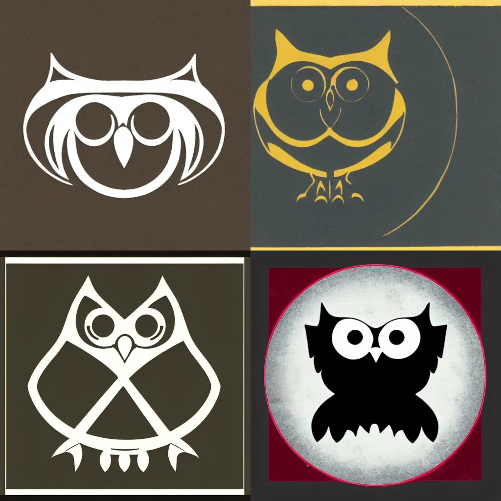 Prompt: A logo of an owl in the bauhaus style
