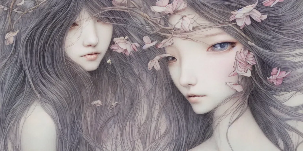 Prompt: breathtaking delicate detailed concept art creature, by miho hirano, bizarre compositions, exquisite detail, pastel colors, 8 k