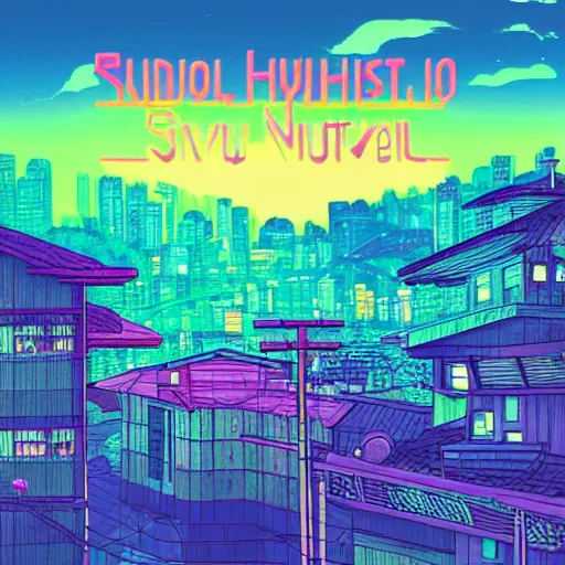 Prompt: synthwave urban grunge by studio ghibli