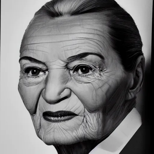 Image similar to photorealistic anamorphic portrait of jacques chirac as a female human ( woman ), afp press, f 3. 2, 1 6 mm, leica, picture of the year, trending on artstation