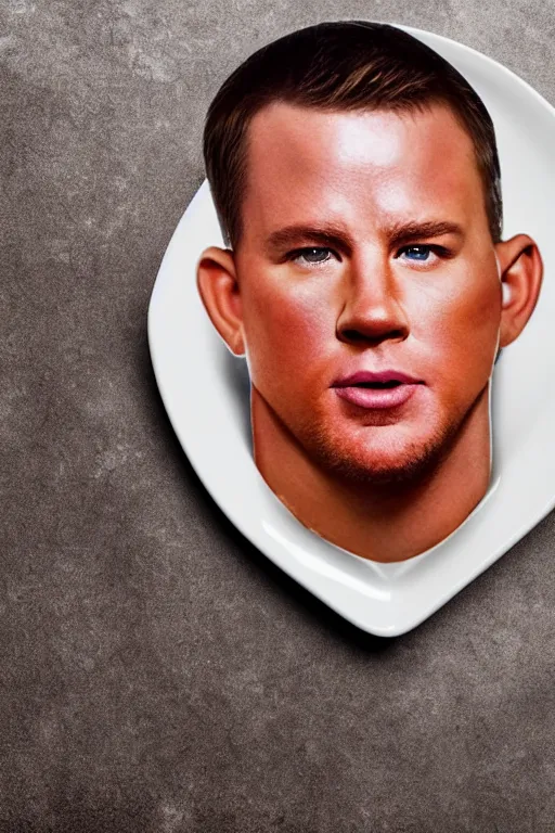 Prompt: a big tater tot on a plate with channing tatum face, intricate, 8 k highly professionally detailed, hdr, cgsociety