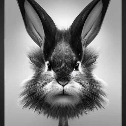 Image similar to tom bagshaw, soft painting fractal curiosities carnival, very beautiful female rabbit hybrid in full ornated nightshade fur armor, partial symmetry accurate features, focus, very intricate ultrafine details, black white purple volumetric clouds, award winning masterpiece, octane render 8 k hd