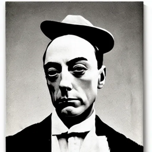 Prompt: A beautiful portrait of Buster Keaton by Francis Picabia