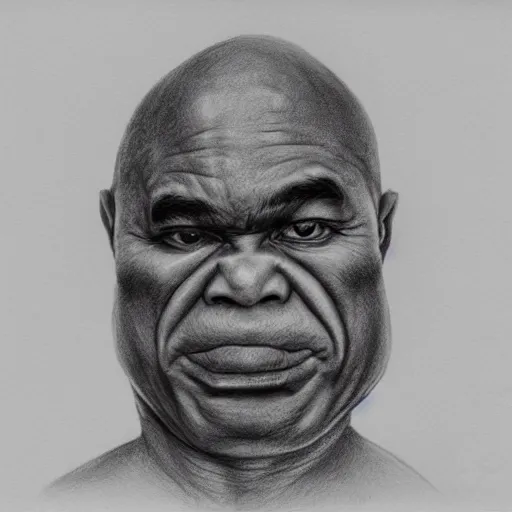 Image similar to A hyper realistic pencil drawing of a portrait of Wojak, high quality, trending on artstation, 8k, ultra realistic, moody