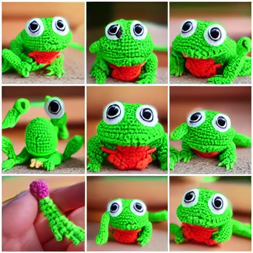 Prompt: cute frog Amigurumi