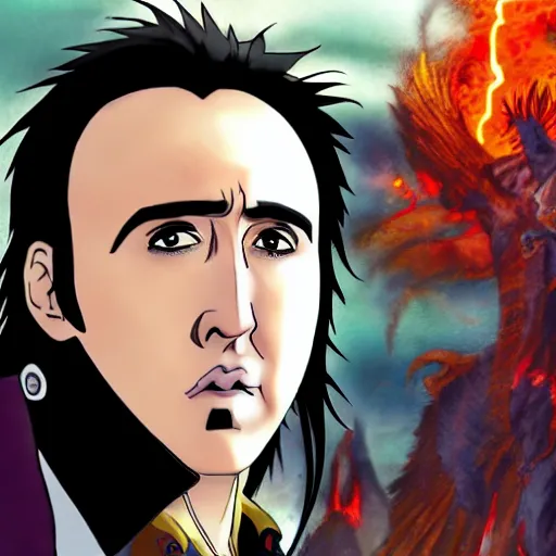 Image similar to Anime Nicolas Cage defeating Sauron historical archive Smithsonian