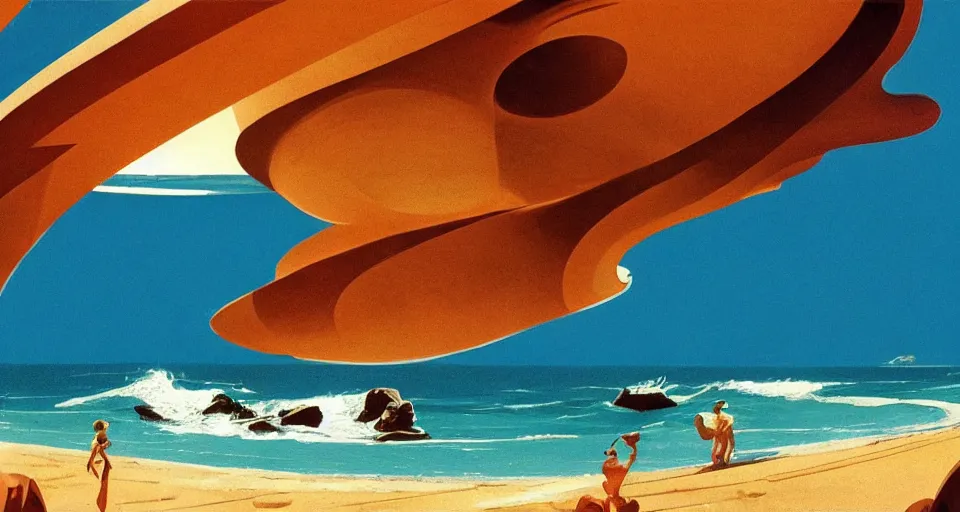 Prompt: i live in a seashell by the sea, cinematography by syd mead