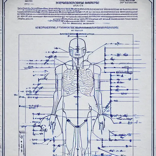 Prompt: 2 3 rd century scientific schematics instructions on how to make a human, blueprint, hyperdetailed vector technical documents, callouts, archviz, legend, patent registry