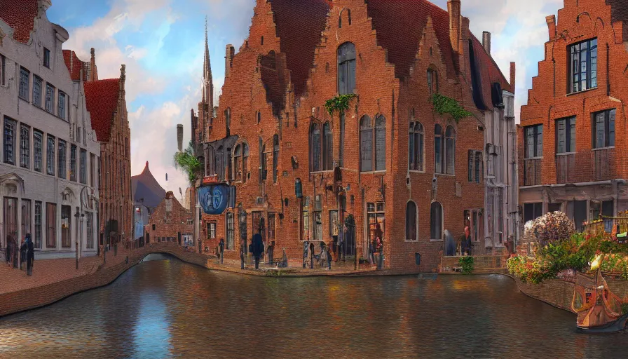 Prompt: Digital painting of Bruges, hyperdetailed, artstation, cgsociety, 8k