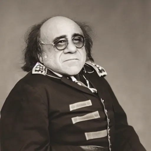 Image similar to portrait photograph of Danny DeVito as a Civil War confederate general