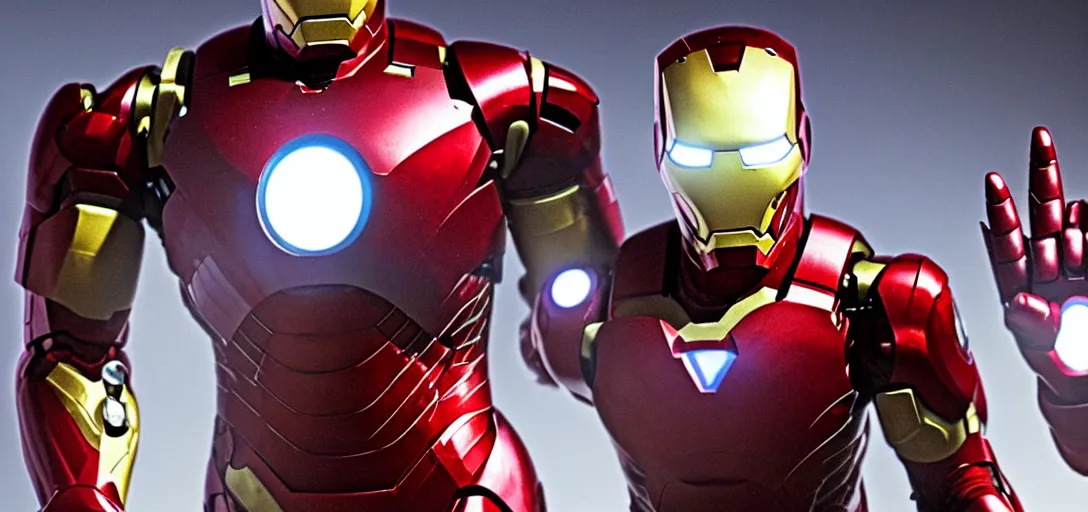 Image similar to a very high resolution image of ironman. from an episode of the office. photorealistic, photography