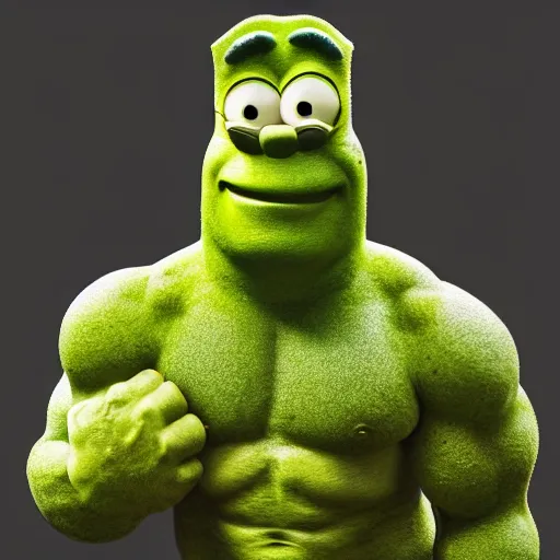 Prompt: spongebob hulk homer shrek scooby doo alien godzilla, highly detailed, extremely high quality, hd, 4 k, 8 k, professional photographer, 4 0 mp, lifelike, top - rated, award winning, cinematic, realistic, detailed lighting, detailed shadows, sharp, no blur, edited, corrected, trending