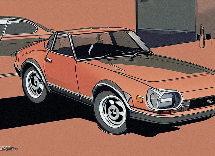 Image similar to highly detailed datsun fairlady roadster, retro minimalist art by jean giraud, moebius starwatcher comic, sharp, 8 k