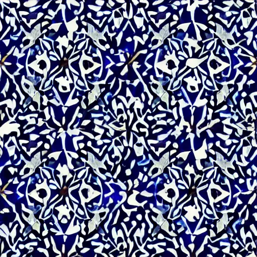 Image similar to a mystical pattern out of stars, the moon and the sun, border pattern, pattern, dark blue and white