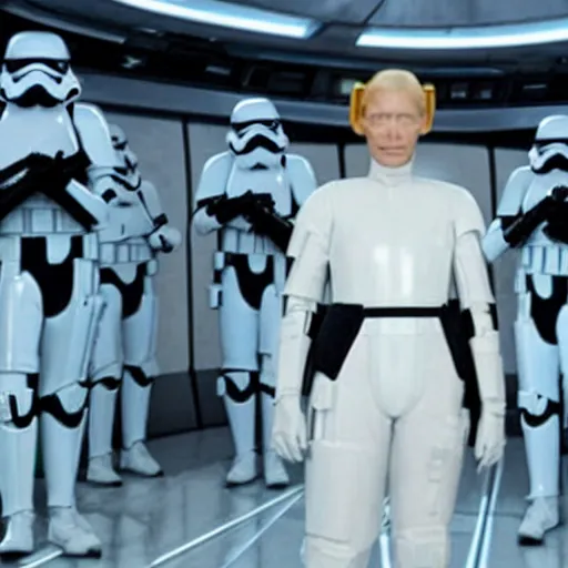 Prompt: tilda swinton as imperial officer in Star Wars aboard the Death Star
