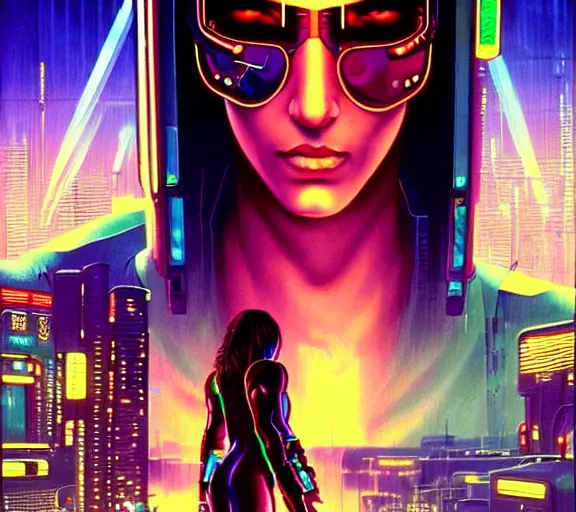 Image similar to a portrait of a cyberpunk person, Night City, cyberpunk 2077, very very coherent painting, 1979 OMNI Magazine Cover, street level neo-Tokyo in Cyberpunk 2077 style by Vincent Di Fate by mark arian by artgerm, 4k, 8k, HD, trending on artstation