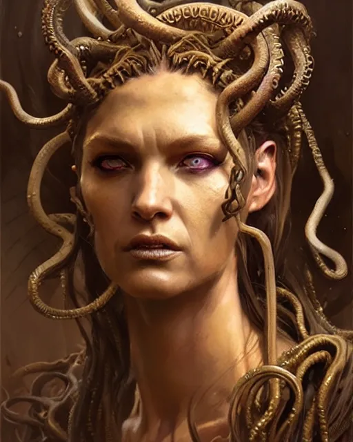 Image similar to fierce medusa, fantasy character portrait, ultra realistic, concept art, intricate details, highly detailed by greg rutkowski, gaston bussiere, craig mullins, simon bisley