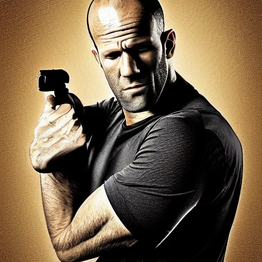 Prompt: a details digital artwork of jason statham as super mario