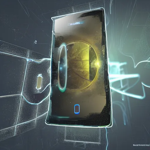 Image similar to phone that is a portal to another dimension, high detail, concept art, computer art