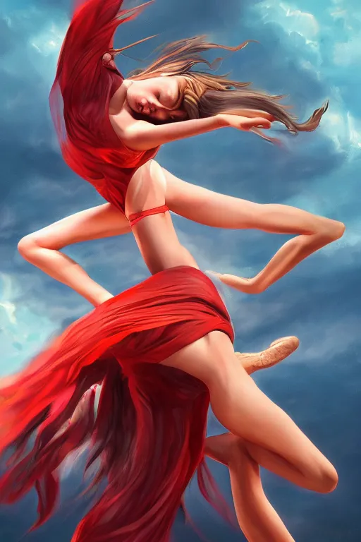 Image similar to dancer in the wind by artgerm, retrofuturism, reimagined by industrial light and magic