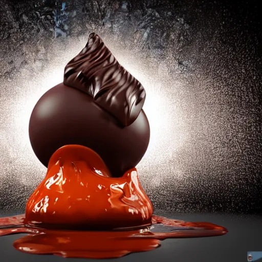 Image similar to 3 d model cgi liquid chocolate tornado splash 3 d render, global illumination, hdri, redshift render, ultra glossy surreal concept art, cinematic, 4 k
