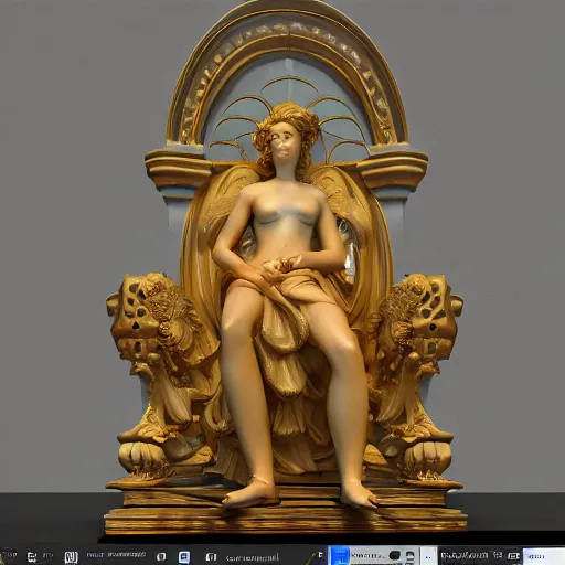 Prompt: baroque vaporwave statue, trending on art station, 4k UHD, 8k, painting illustration, high detail, rendered in unreal engine, 3d render, god rays, volumetric lighting, award winning, photorealistic