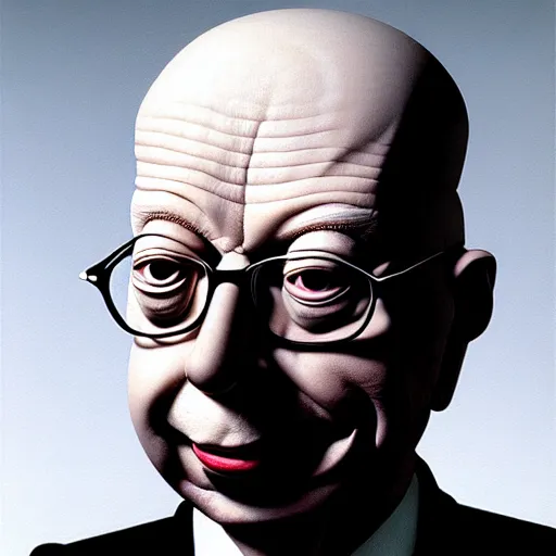 Image similar to portrait of klaus schwab by otto dix, junji ito, hr ginger, jan svankmeyer, beksinski, claymation, hyperrealistic, aesthetic, masterpiece