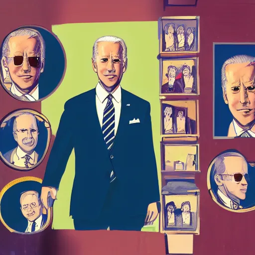 Image similar to a disco elysium portrait of Biden, highly detailed