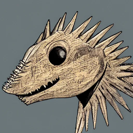 Image similar to dino mouse, spikey head, mouse face fine art