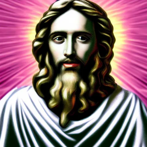 Image similar to Digital art of Jezus Christ as a cool dude in vaporwave style, 8k, trending on artstation, hyper realistic, award winning art,