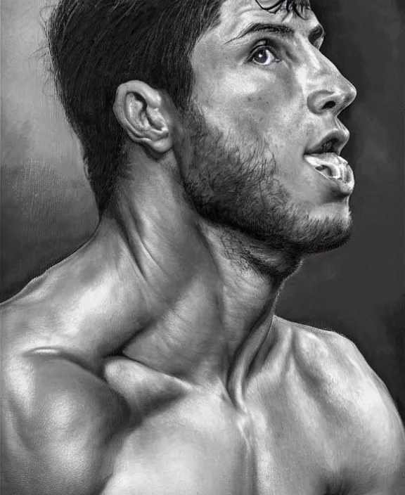 Image similar to portrait of a handsome young spanish ufc fighter, art by denys tsiperko and bogdan rezunenko, hyperrealism