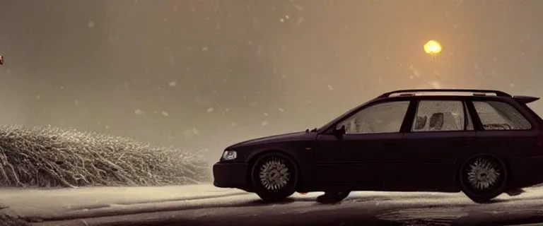 Prompt: Audi A4 B6 Avant (2002), a gritty neo-noir, dramatic lighting, cinematic, eerie person, death, homicide, homicide in the snow, gunshots, establishing shot, extremely high detail, photorealistic, cinematic lighting, artstation, by simon stalenhag, Max Payne (PC) (2001) winter New York at night, In the style of Max Payne 2 graphic novel, flashing lights, Poets of the Fall - Late Goodbye