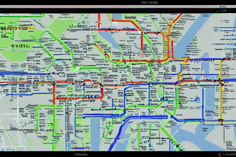 Image similar to dc metro map themed linux desktop environment, linux mint, computer wallpaper, in 1 9 9 5, y 2 k cybercore, industrial photography, still from a ridley scott movie