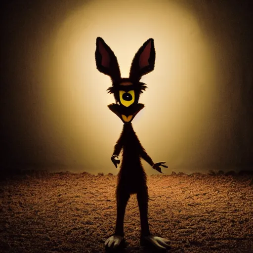 Image similar to portrait of wile e coyote, studio photograph, dramatic lighting