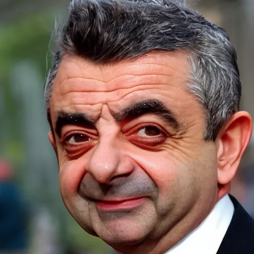 Image similar to rowan atkinson inside a can of baked beans