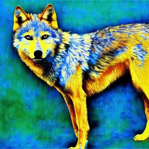 Image similar to retarded wolf, impressionism, vivid