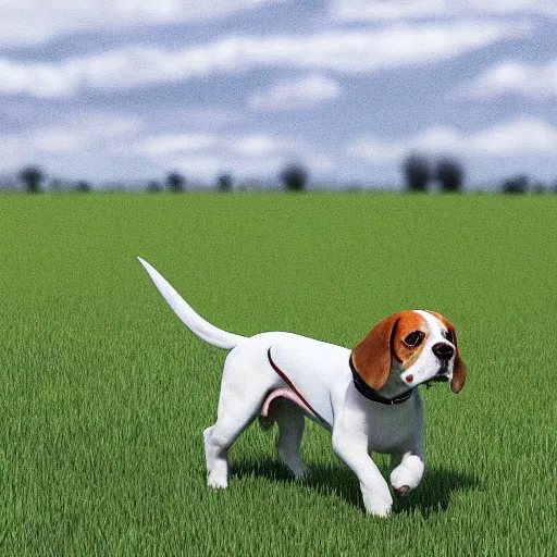 Prompt: landscape beagle running in a field . intricate artwork by art-station. octane render, cinematic, hyper realism, 8k, depth of field.