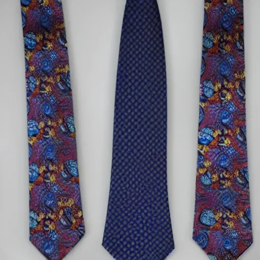 Prompt: Eccentric necktie, 8k, deep patterns, interesting colors