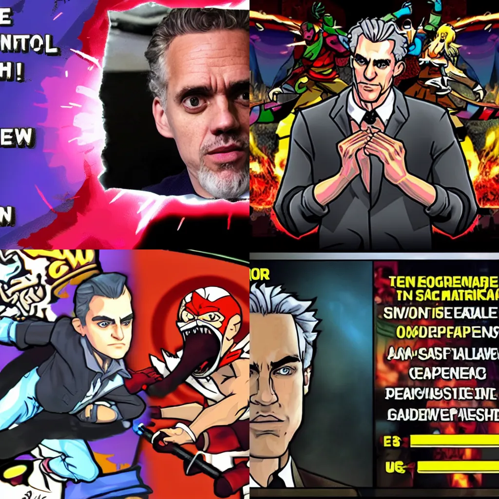 Prompt: jordan peterson in a fighting game