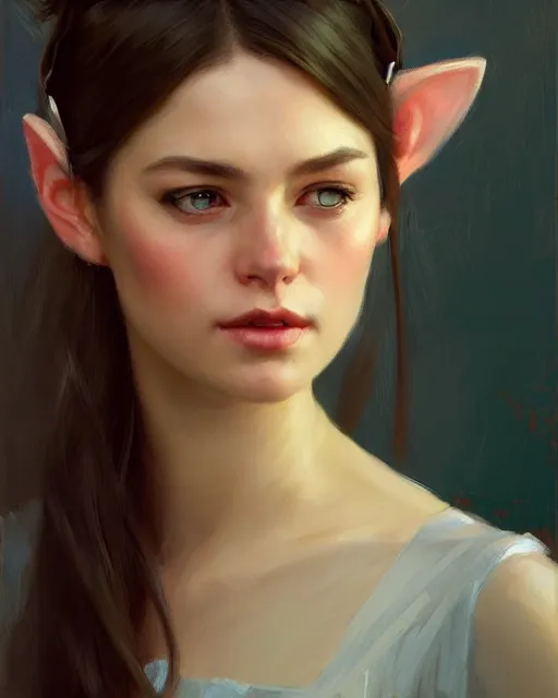 Image similar to a potrait of a girl with small cat ears, fine details. night setting. realistic shaded lighting poster by craig mullism, artgerm, jeremy lipkin and michael garmash, unreal engine, radiant light, detailed and intricate environment, digital art, trending on art station