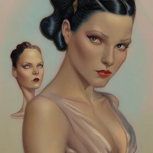 Image similar to a streamline moderne, art nouveau, multi - racial portrait in the style of charlie bowater, and in the style of donato giancola, and in the style of charles dulac. intelligent, expressive eyes. symmetry, ultrasharp focus, dramatic lighting, semirealism, intricate symmetrical ultrafine streamline moderne background detail.