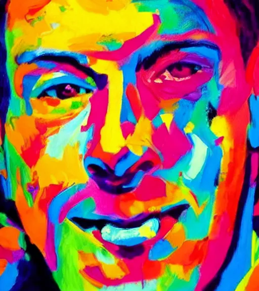 Image similar to a vivid colourful painting of the most handsome young man in the world, seductive, beautiful, perfect.