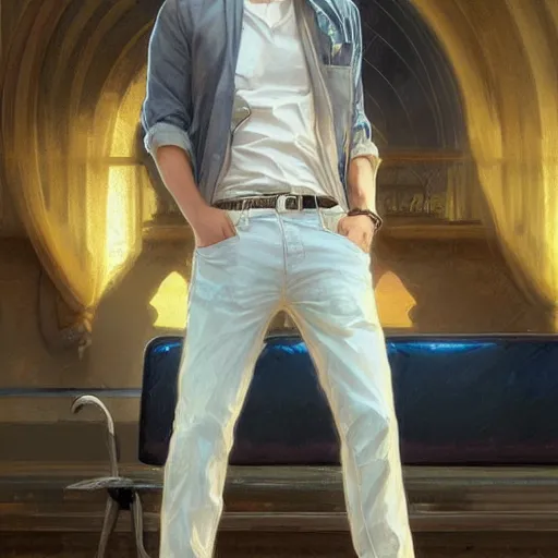 Image similar to Anxious good looking pale young Indian doctors wearing jeans and shirts at the airport, portrait, elegant, intricate, digital painting, artstation, concept art, smooth, sharp focus, illustration, art by artgerm and greg rutkowski and alphonse mucha